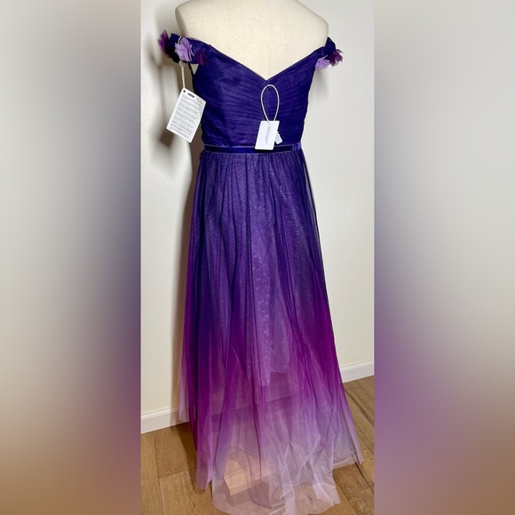 Marchesa Notte | Off The Shoulder High-Lo | Ombre Tulle Gown | Women’s 12 - Picture 8 of 10
